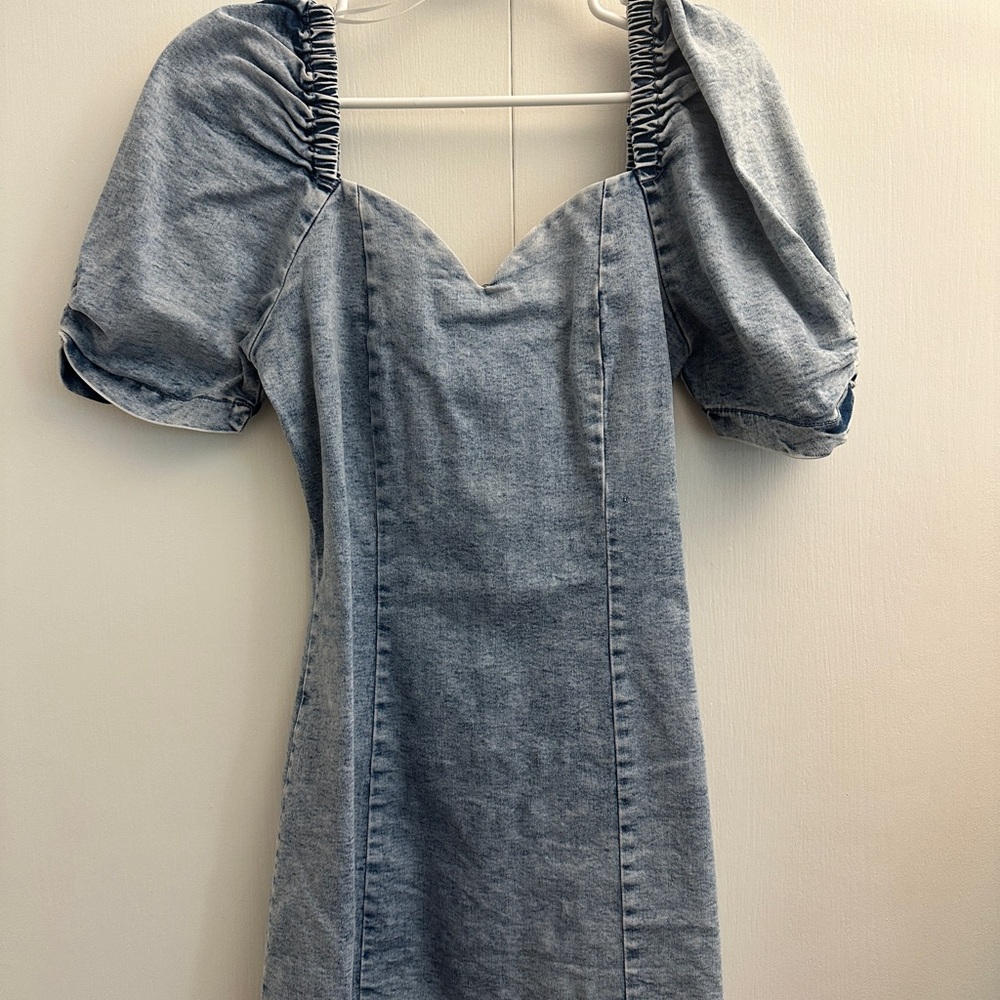 Lumiere Denim Puff Sleeve Sheath Mini Dress